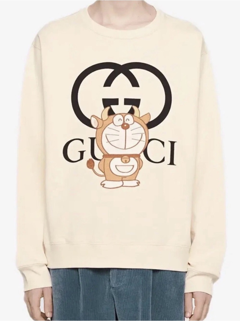Gucci Cream Sweatshirt with Doraemon Logo